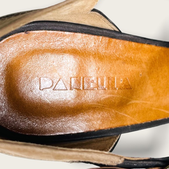 Pañella Grey & Tan T-Strap Retro 70s Platform Heels Size 40/9 - Picture 7 of 12